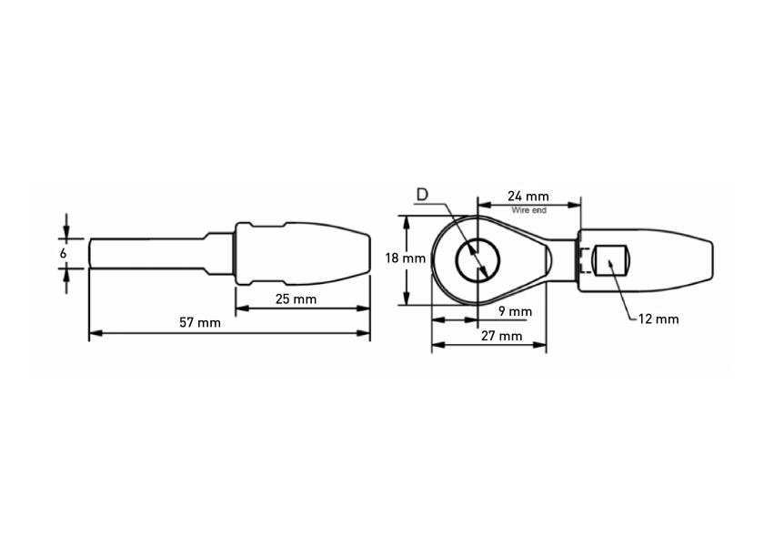 Купить Наконечник-обух Blue Wave SC820804 для троса Ø4мм 57x18x6мм 370/2200кг из нержавеющей стали AISI316 7ft.ru в интернет магазине Семь Футов