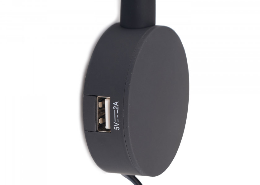Купить Светодиодная лампа для чтения VOLOS с 2 USB-портами для зарядки / Черный 7ft.ru в интернет магазине Семь Футов