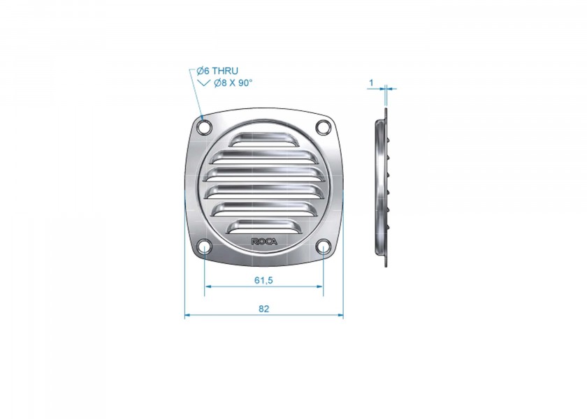 Купить Решетка вентиляционная из нержавеющей стали Roca 480970 82 x 82 мм 1600 мм² 7ft.ru в интернет магазине Семь Футов