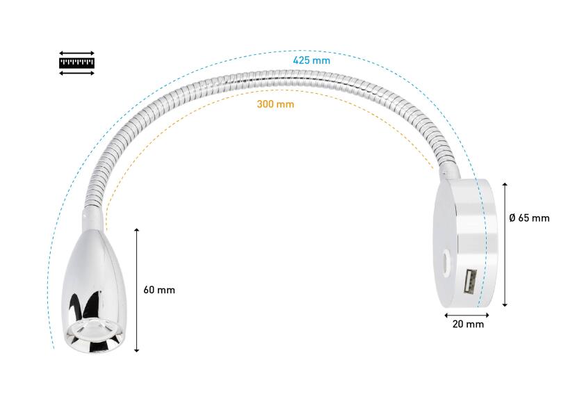 Купить SEATEC LED Reading Light / flexible arm / with touch switch and USB charging port 29813-bvs 7ft.ru в интернет магазине Семь Футов