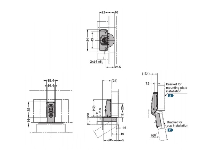 Купить Stainless Steel Sprung Concealed Hinge / 19 mm overlay 57329-bvs 7ft.ru в интернет магазине Семь Футов