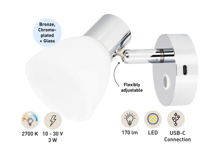 Купить SEATEC LED Reading Light with touch switch and USB-C charging port 31984-bvs 7ft.ru в интернет магазине Семь Футов