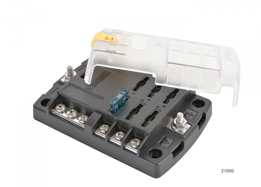 Купить Блок предохранителей ATO/ATC Blue Sea 5025 ST-Blade 30/100А 32В на 6 предохранителей с отрицательной шиной и крышкой 7ft.ru в интернет магазине Семь Футов