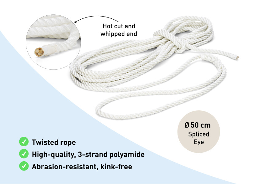 Купить GLEISTEIN 141140314 Швартовный трос ПОЛИАМИД / с ушком / белый / Длина: 14 м 10723-bvs 7ft.ru в интернет магазине Семь Футов