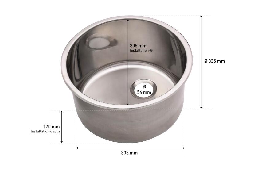 Купить Stainless Steel Sink / round / Ø 33 cm 60001-bvs 7ft.ru в интернет магазине Семь Футов
