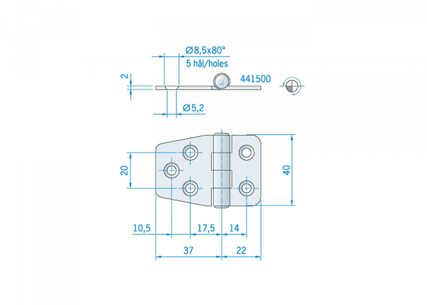Купить Петля универсальная из кислотоупорной нержавеющей стали Roca 441500 59 x 40 мм стандартный шарнир 7ft.ru в интернет магазине Семь Футов