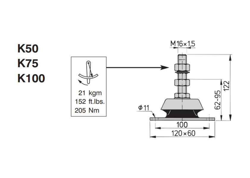 Купить VETUS Гибкая опора двигателя типа K / Нагрузка на подшипник: 50 кг 7ft.ru в интернет магазине Семь Футов
