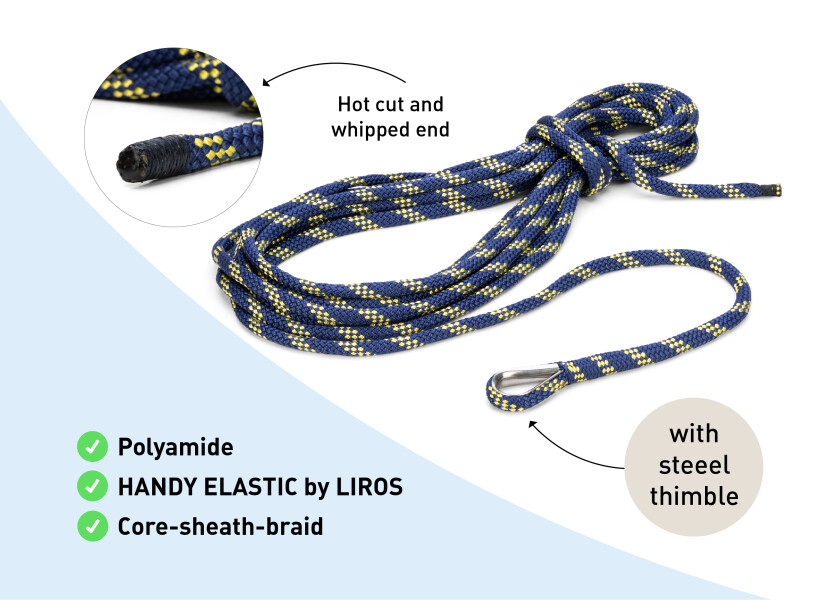 Купить LIROS 56066 HANDY ELASTIC - Швартовный трос / с коушем / синий / Длина: 12 м 56066-bvs 7ft.ru в интернет магазине Семь Футов