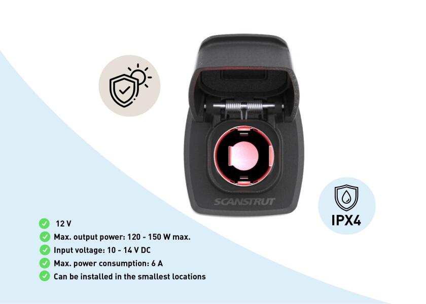 Купить Панельная розетка Scanstrut Flip Pro SC-12V-F1 10–15В 6А посадочный ⌀32мм водонепроницаемая устойчивая к УФ-излучению 7ft.ru в интернет магазине Семь Футов