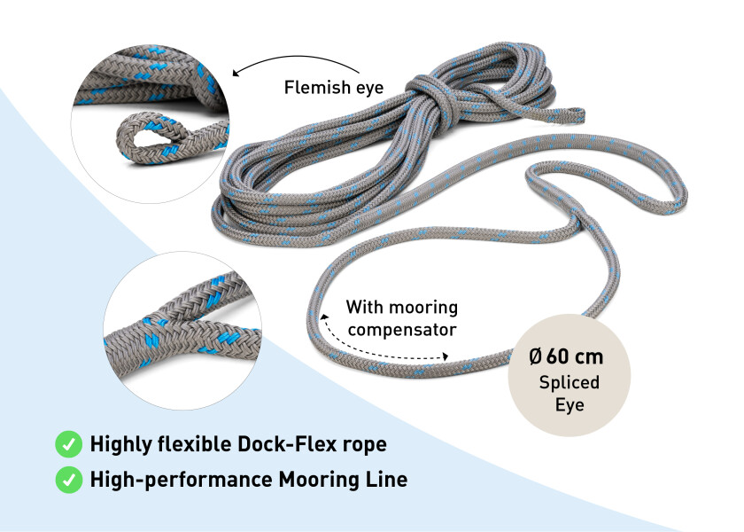 Купить Высокопроизводительный швартовный трос / с компенсатором швартовки и проушиной / титановый/синий / Веревка-Ø: 14 мм; Длина: 8 м 55862-bvs 7ft.ru в интернет магазине Семь Футов
