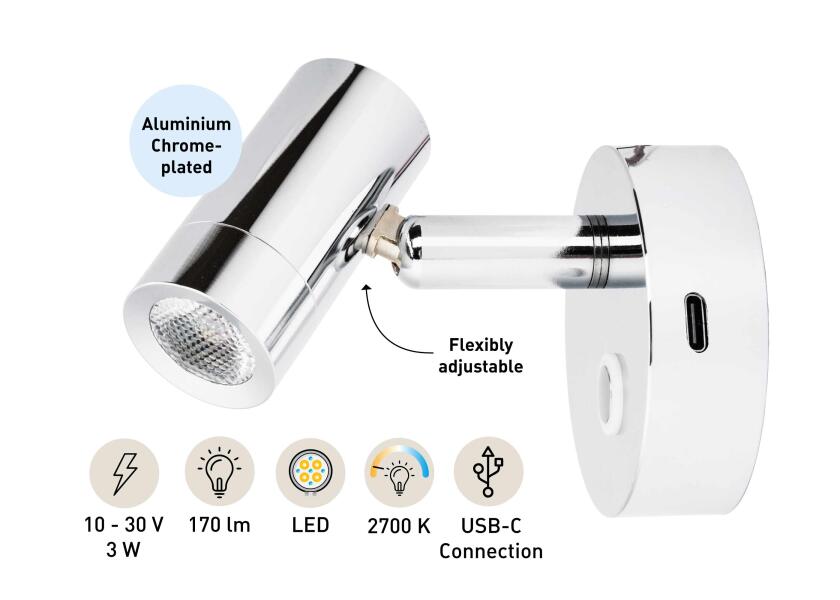 Купить SEATEC LED Reading Light with touch switch and USB-C charging port 31983-bvs 7ft.ru в интернет магазине Семь Футов