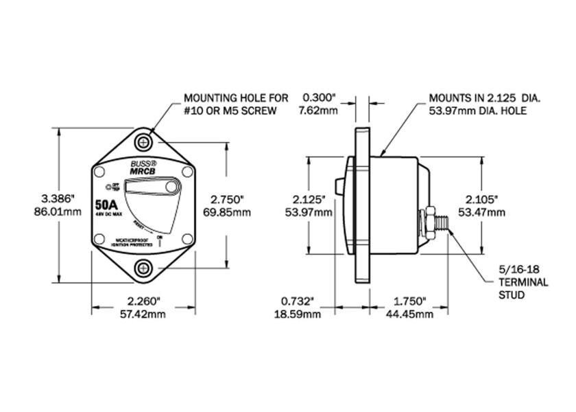 Купить Автоматический выключатель Blue Sea 187-Series 7038 48В 40А IP66 врезного монтажа 7ft.ru в интернет магазине Семь Футов