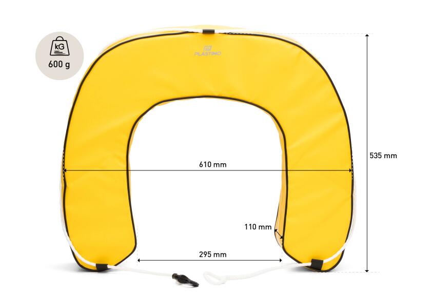 Купить Спасательная подкова Plastimo 63465 147N 430x620x110мм плавучесть 15кг с фонарем и кронштейном из нержавеющей стали желтая 7ft.ru в интернет магазине Семь Футов