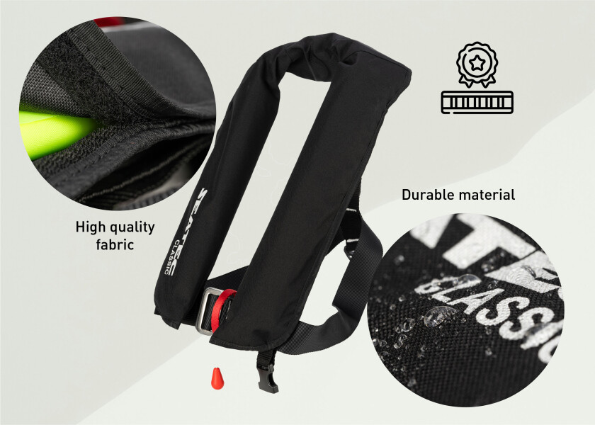 Купить SEATEC Спасательный жилет CLASSIC 165 / черный / 165 N / вкл. спасательный круг 7ft.ru в интернет магазине Семь Футов