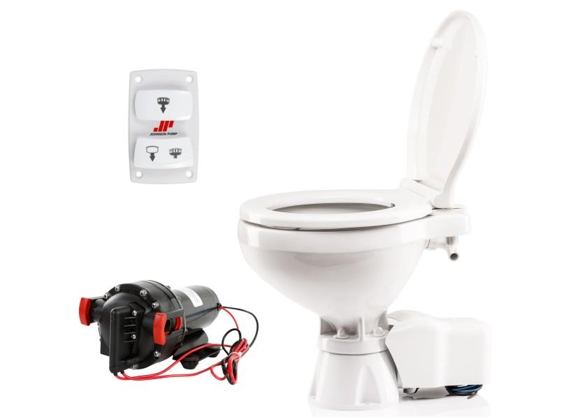 Купить Унитаз судовой с электрической прокачкой Johnson Pump AquaT Silent Electric Compact 80-47231-01 12В Ø19/38мм 441х340х395мм с трехпозиционной панелью управления 7ft.ru в интернет магазине Семь Футов