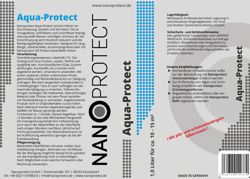 Купить NANOPROTECT AQUA-PROTECT Wood Impregnation / 1 litre 32286-bvs 7ft.ru в интернет магазине Семь Футов