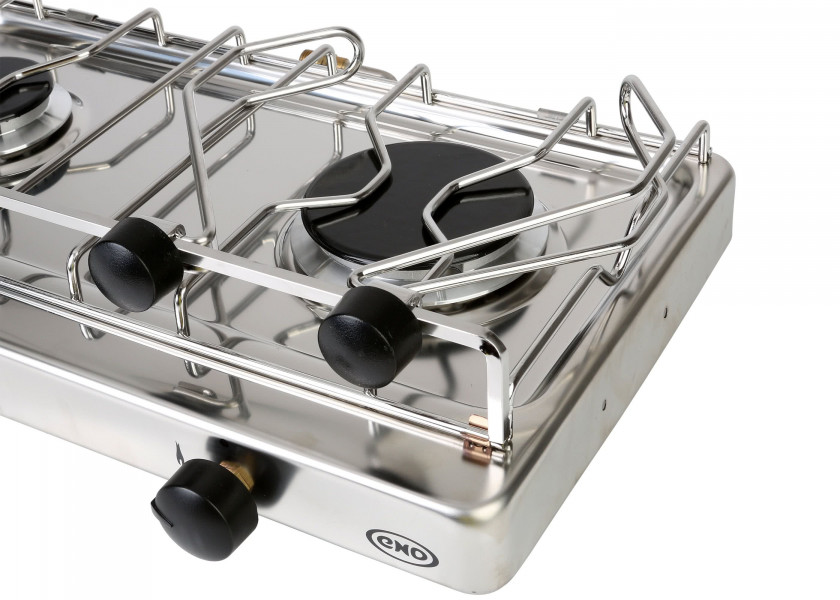 Купить Плита газовая двухконфорочная ENO Xtrem-2 062491010785 511x335x246мм 1.75-2.5кВт из нержавеющей стали AISI304L с подвесом и держателем посуды 7ft.ru в интернет магазине Семь Футов