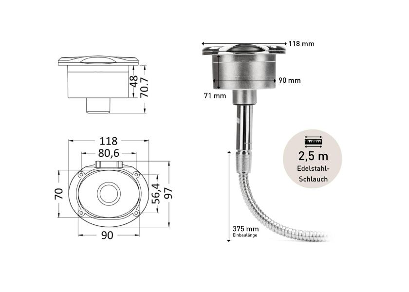 Купить Палубный душ KEJI из нержавеющей стали / шланг из нержавеющей стали длиной 4,0 м 30231-bvs 7ft.ru в интернет магазине Семь Футов
