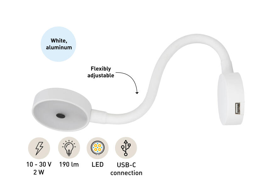 Купить SEATEC LED Reading Light with Dimmer & USB / white 30475-bvs 7ft.ru в интернет магазине Семь Футов