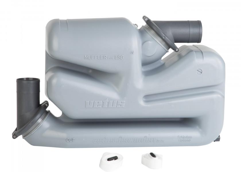 Купить Гидрозатвор Vetus LSG60 17л 578x170x368мм 360° входное соединение Ø60мм для выхлопного шланга Ø60мм со встроенным обратным клапаном 7ft.ru в интернет магазине Семь Футов