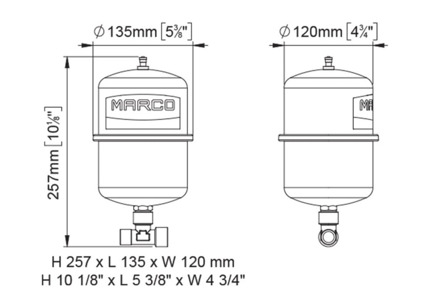 Купить Бак напорный мембранный Marco ATX2 16508110 2л 10бар 1/2” из нержавеющей стали AISI304 7ft.ru в интернет магазине Семь Футов