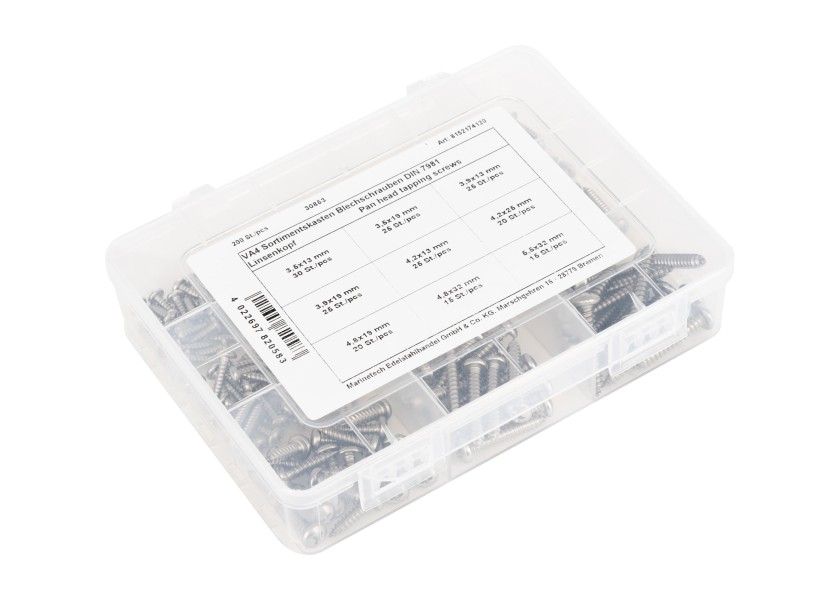 Купить V4A Tapping Screw Set / DIN 7981 / 200-piece 30853-bvs 7ft.ru в интернет магазине Семь Футов