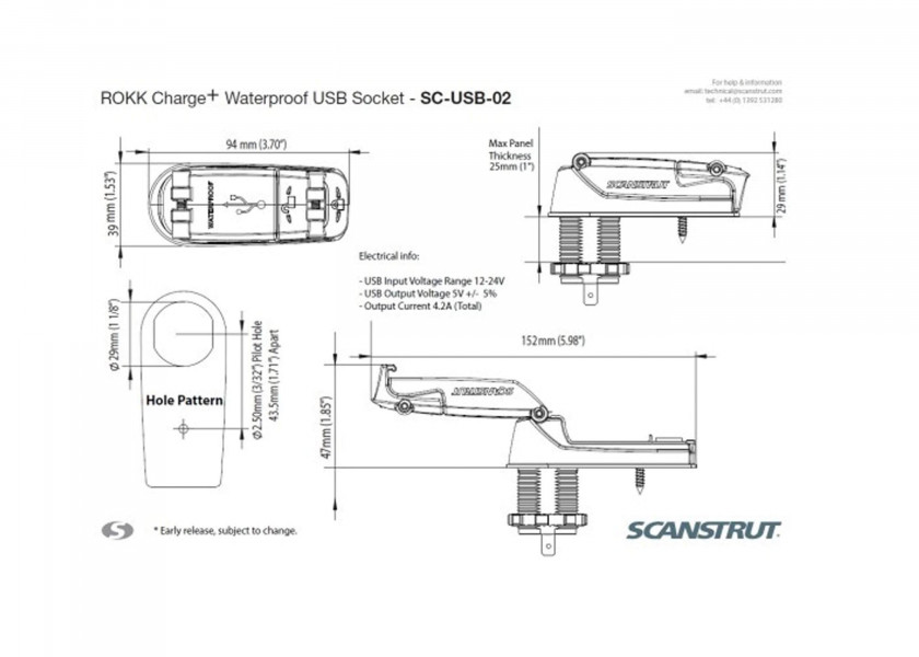 Купить Быстрое водонепроницаемое USB-зарядное устройство Scanstrut SC-USB-02 94 x 39 x 29 мм 12/24 В 4,2 А USB Type-A 7ft.ru в интернет магазине Семь Футов