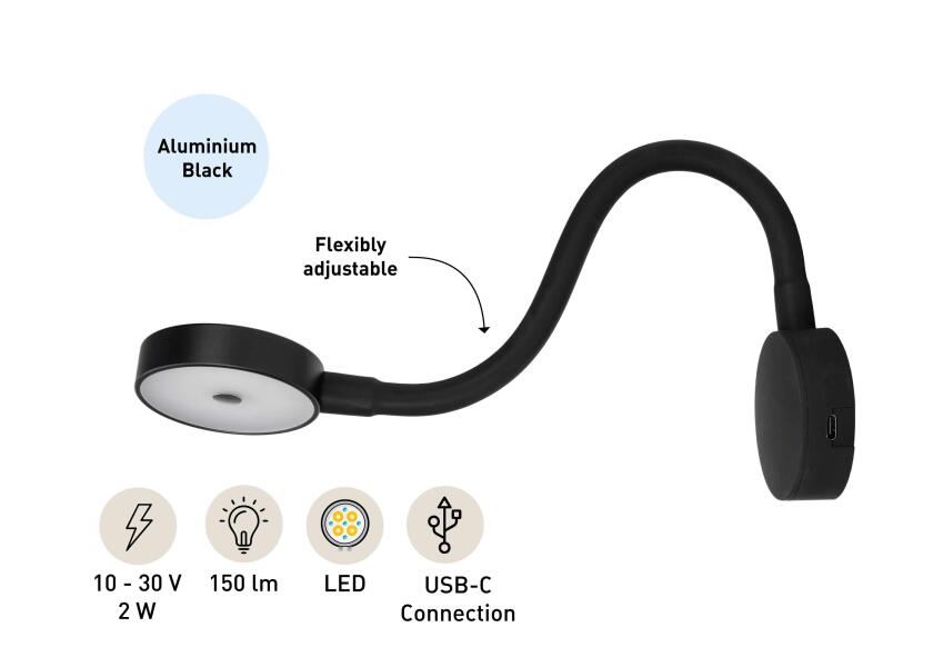 Купить SEATEC LED Reading Light with Dimmer & USB / black 31988-bvs 7ft.ru в интернет магазине Семь Футов