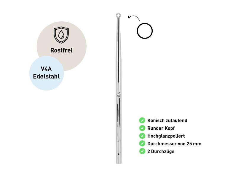 Купить Стойка V4A / 610 мм / Круглая головка 7ft.ru в интернет магазине Семь Футов