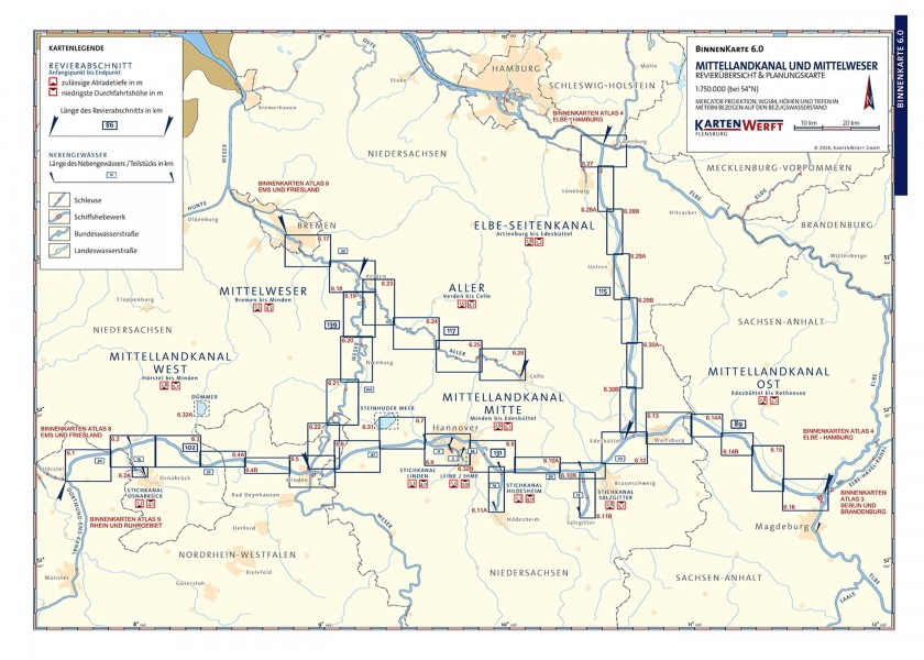 Купить KARTENWERFT 978-3-944082-28-8 Атлас 6. Прибрежная карта Среднегерманского канала и Среднего Везера. 7ft.ru в интернет магазине Семь Футов