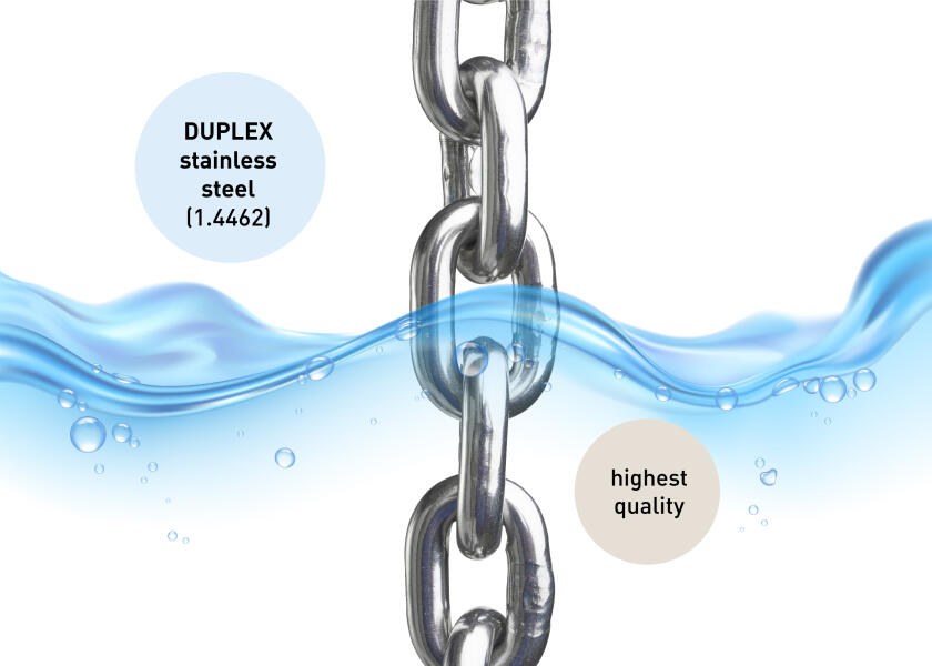Купить Анкерная цепь DUPLEX из нержавеющей стали 1.4462 / Длина цепи: 100 м; Диаметр цепи (d): 8 мм 7ft.ru в интернет магазине Семь Футов