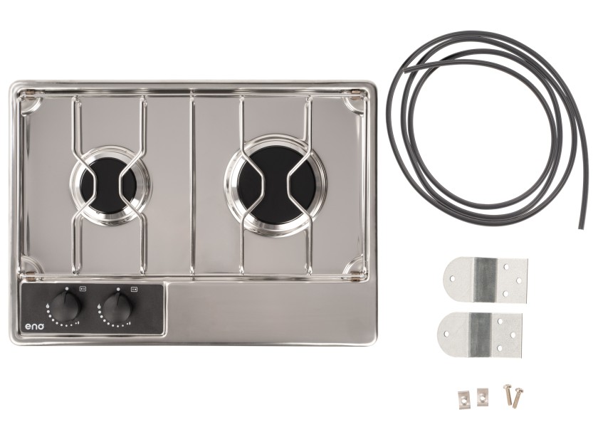 Купить Плита газовая двухконфорочная встраиваемая ENO MASTER-2 432040010785 472x342x77мм 1,75-2,5кВт со стеклянной крышкой и газ-контролем 7ft.ru в интернет магазине Семь Футов