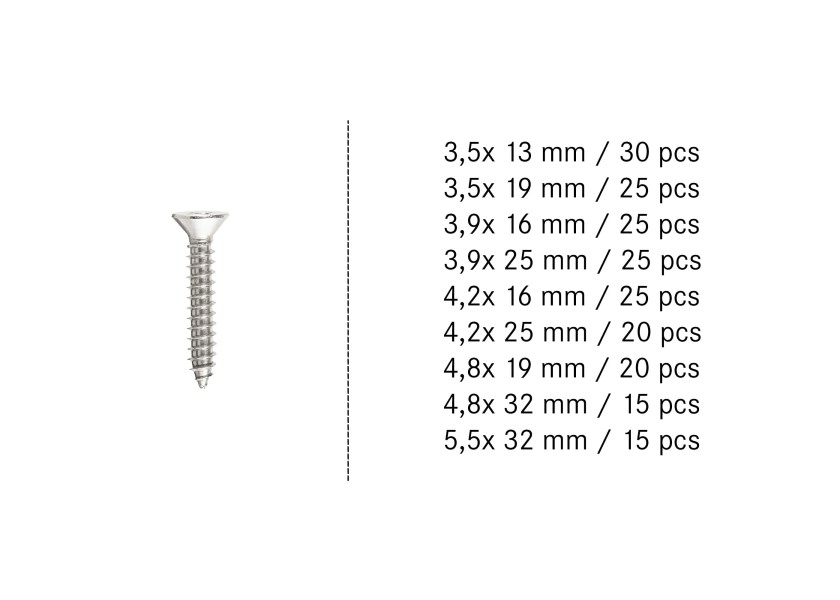 Купить V4A Countersunk Head Tapping Screw Set / DIN 7982 / 200-piece 30854-bvs 7ft.ru в интернет магазине Семь Футов
