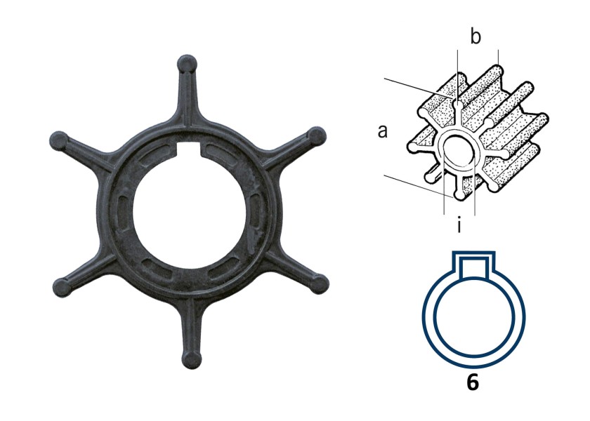 Купить Крыльчатка помпы охлаждения двигателя Mizashi 19210-ZW9-A32 Ø45,6x14,8мм 6 лопастей шпонка для моторов Honda 7ft.ru в интернет магазине Семь Футов