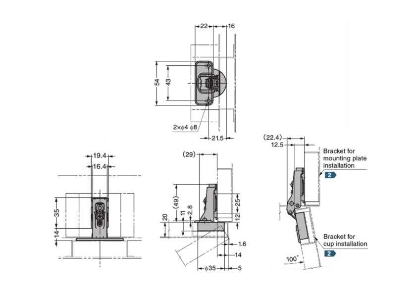 Купить Stainless Steel Concealed Hinge / 14 mm overlay 57328-bvs 7ft.ru в интернет магазине Семь Футов