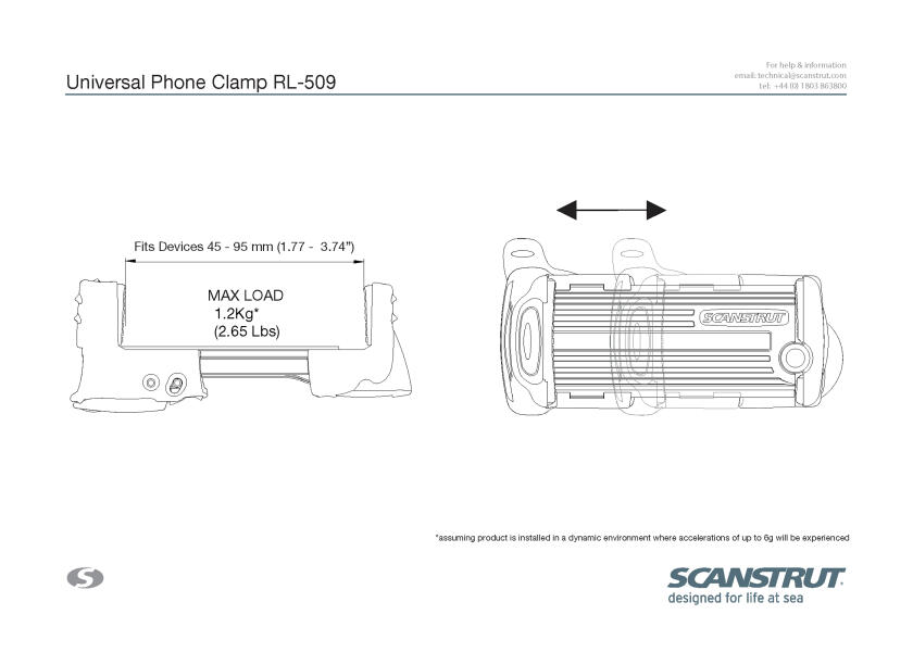 Купить Держатель для телефона универсальный Scanstrut Rokk Mini RL-509 45 - 95 мм 7ft.ru в интернет магазине Семь Футов