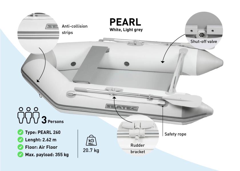 Купить Комплект надувной лодки Pearl 260 + MERCURY F3.5M / светло-серый 7ft.ru в интернет магазине Семь Футов