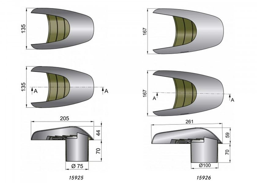 Купить Переборочный дефлектор Vetus TYP75 205x135x114мм для шланга Ø75мм 30см2 из нержавеющей стали AISI316 7ft.ru в интернет магазине Семь Футов