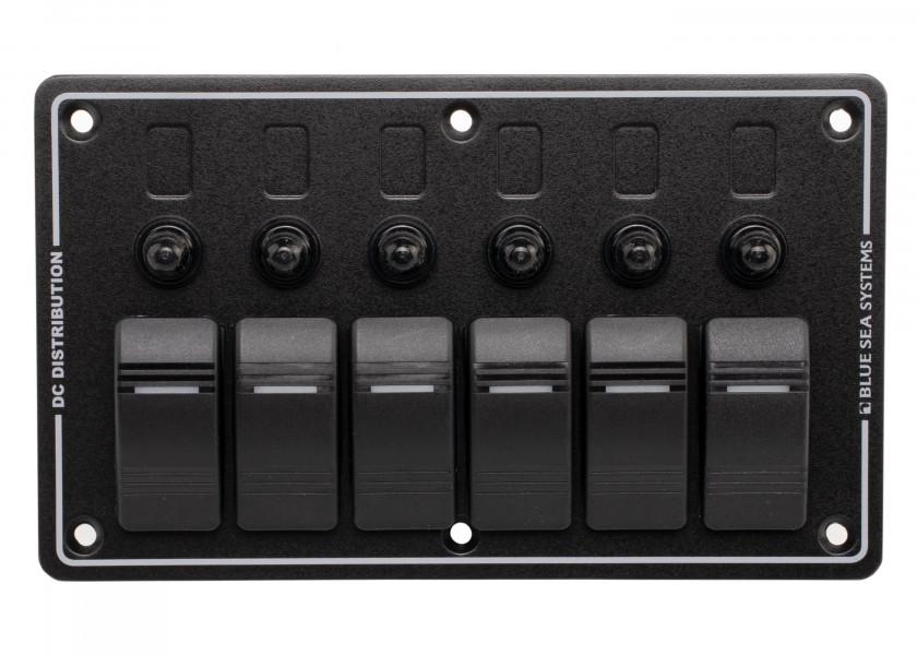 Купить Панель выключателей водонепроницаемая Blue Sea Contura 8373 12/24В 15/45А IP66 6 автоматов 114x190мм чёрная 7ft.ru в интернет магазине Семь Футов