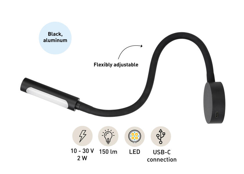 Купить SEATEC LED Reading Light with Dimmer & USB-C / black / warm white/red 31992-bvs 7ft.ru в интернет магазине Семь Футов