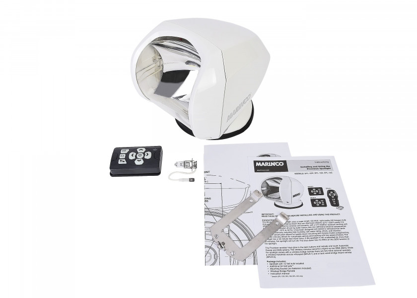 Купить Галогенный прожектор Marinco SPL-12W Precision Spot Light 12/24В 100Вт с дистанционным управлением в белом корпусе 7ft.ru в интернет магазине Семь Футов
