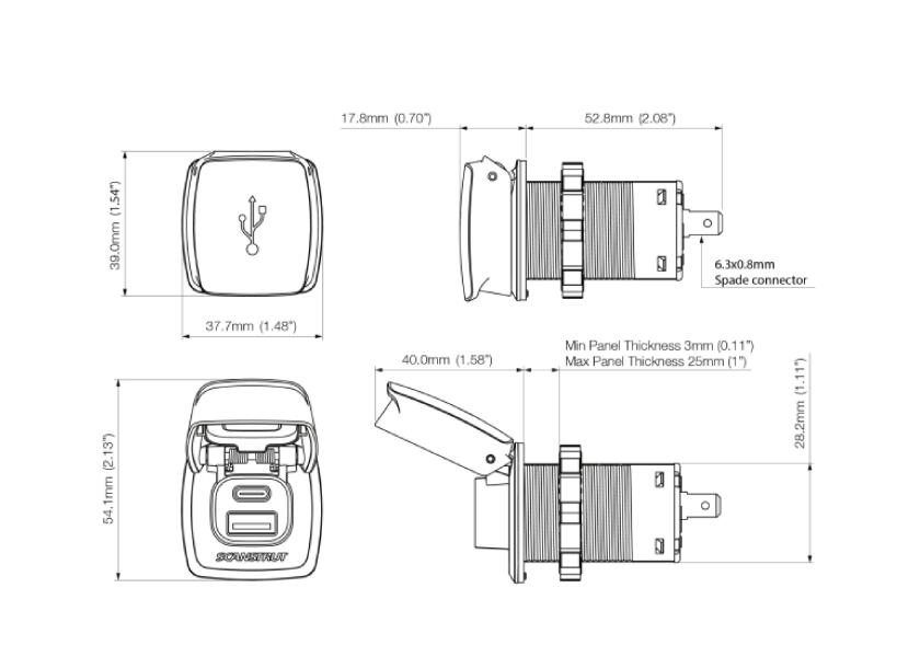Купить Scanstrut SC-USB-F1 1xUSB-A&1xUSB-C 12/24V Двойной USB-штекер Flip Pro с быстрой зарядкой Black 7ft.ru в интернет магазине Семь Футов