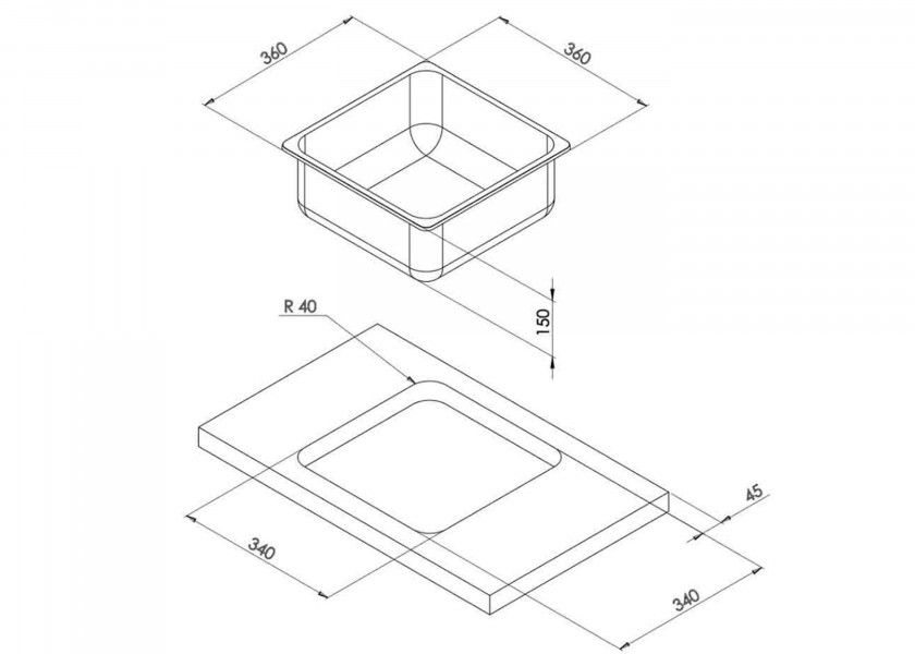 Купить Stainless Steel Sink / square / 360x360x150 mm 60005-bvs 7ft.ru в интернет магазине Семь Футов