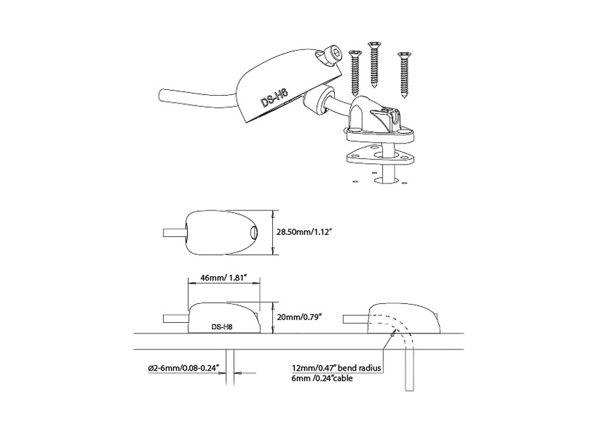 Купить Кабельный проход через палубу из серого водонепроницаемого пластика IP68 Scanstrut DS-H6 2-6мм с горизонтальным выходом 7ft.ru в интернет магазине Семь Футов