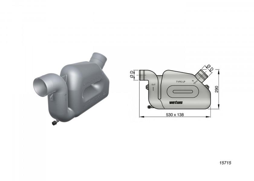Купить Гидрозатвор Vetus WLOCKL45R 4,3л 372x110x211мм входное соединение Ø45мм 360° для выхлопного шланга Ø45мм 7ft.ru в интернет магазине Семь Футов