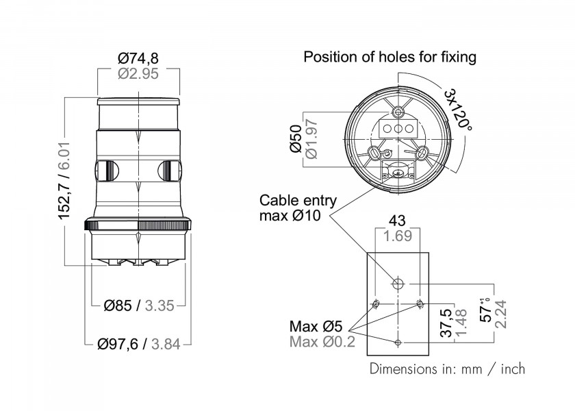 Купить AQUA SIGNAL 3858101000 Светодиодный якорный/верхний светильник серии 34 с системой quicfit/белый корпус 7ft.ru в интернет магазине Семь Футов