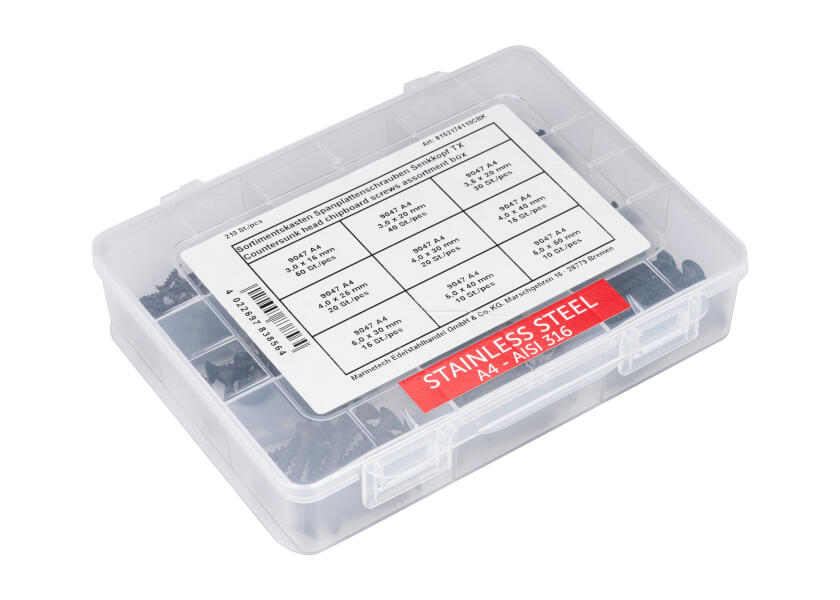 Купить V4A Screw Set / chipboard screws / DIN9047 / countersunk head / 210-piece 32067-bvs 7ft.ru в интернет магазине Семь Футов