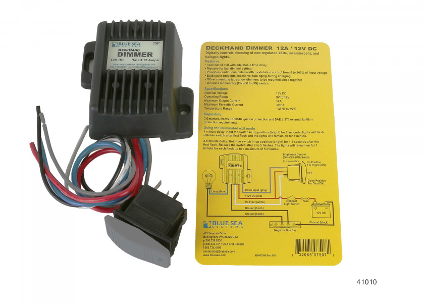 Купить Диммер электронный Blue Sea DeckHand 7507 12В 12A 88x82x33мм с поддержкой нескольких выключателей и памятью 7ft.ru в интернет магазине Семь Футов