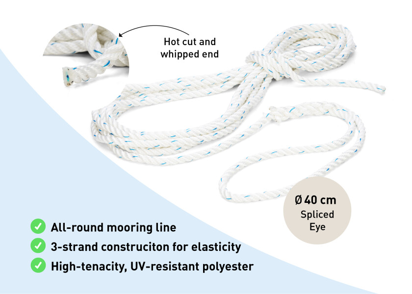 Купить GLEISTEIN 20733 SHORE - Швартовочная линия / с проушиной / белый 20733-bvs 7ft.ru в интернет магазине Семь Футов