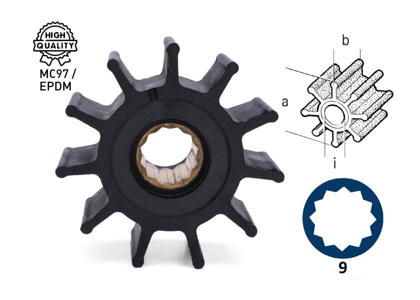 Купить Импеллер для охлаждения Johnson Pump 1027B 09-1027B-1 57,1 мм со шлицами 7ft.ru в интернет магазине Семь Футов
